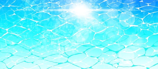 太陽の光が反射した美しい海の水面をイメージした背景素材