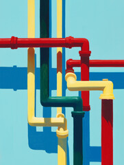 color-coded industrial pipes