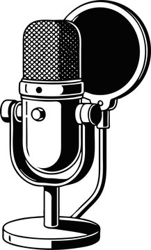 Silhouette Microphone Podcast Vector Png Transparent Background EDITABLE
