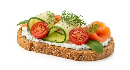 Delicious Smoked Salmon Toast with Cream Cheese and Fresh Vegetables