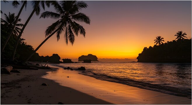 Tomia Island Sunrise Silhouette Eastern Beach Banda Sea Dawn Wakatobi Indonesia