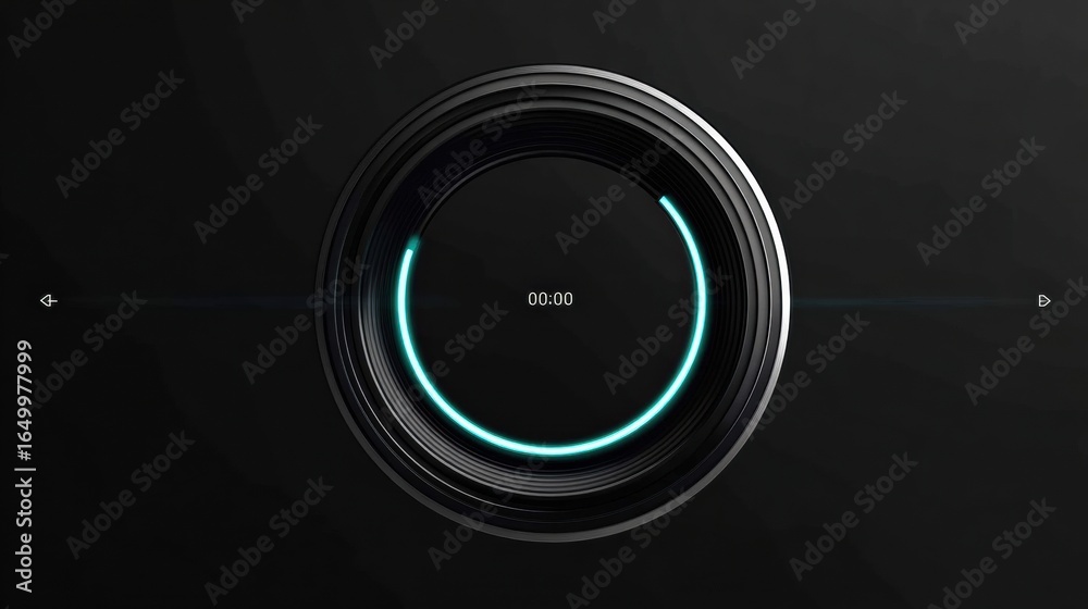 Wall mural circular interface design with digital countdown timer and sleek modern aesthetics
