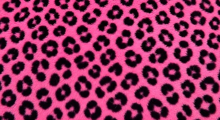 Obraz premium Vibrant Hot Pink Plush Fabric with Classic Black Leopard Spots Texture