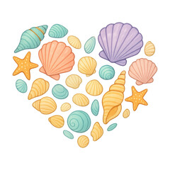 Obraz premium PNG Colorful seashell heart illustration