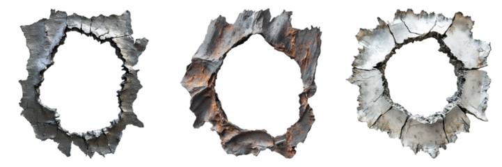 Three holes in a row, each with a different color