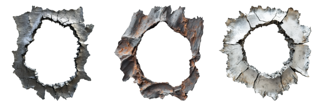 Three holes in a row, each with a different color