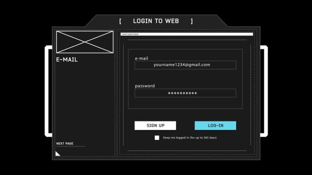 A website login form with fields for email address and password. The form has a Log-In button and a checkbox to stay logged in