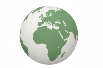 World globe spinning, highlighting continental landmasses of europe, africa, asia, transparent backdrop, ideal for geographic visualization