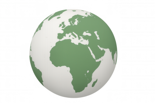 World globe spinning, highlighting continental landmasses of europe, africa, asia, transparent backdrop, ideal for geographic visualization