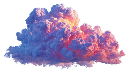 Colorful cloud formation with vibrant hues and soft textures. isolated on transparent background cutout