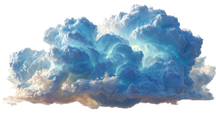 Dramatic cloud formation with vibrant colors and soft textures. isolated on transparent background cutout