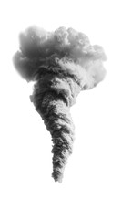 Dramatic swirling smoke cloud formation with dynamic movement. isolated on transparent background cutout