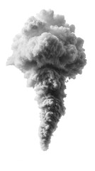 Dramatic smoke cloud rising in a spiral shape against white background. isolated on transparent background cutout