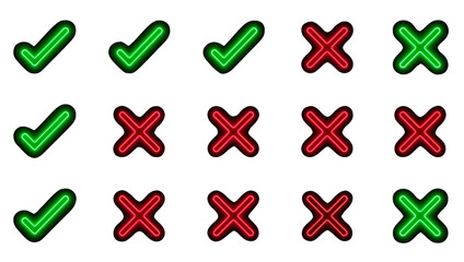 Binary Grid Icons: Check Marks and X Symbols in Symmetrical Alignment