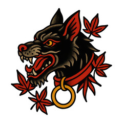Obraz premium PNG Fierce wolf tattoo design