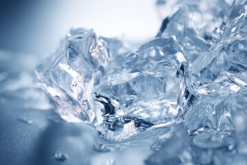 Obraz premium Close-up of ice cubes, fractured and glistening