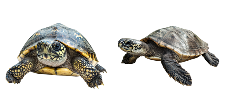 Two turtles are shown side by side