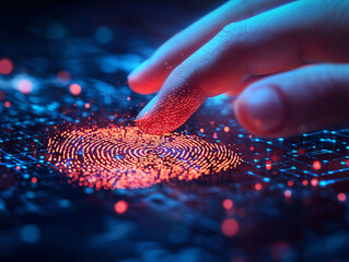Touching Digital Fingerprint on Futuristic Data Interface Design