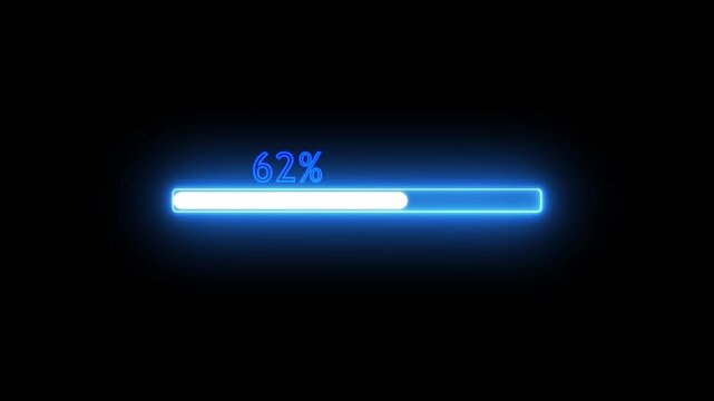 neon Loading progress bar, downloading bar, progressing bar icon animation. Loading icon loading bar icon animation glowing neon red and blue color uploading and downloading updating sign.