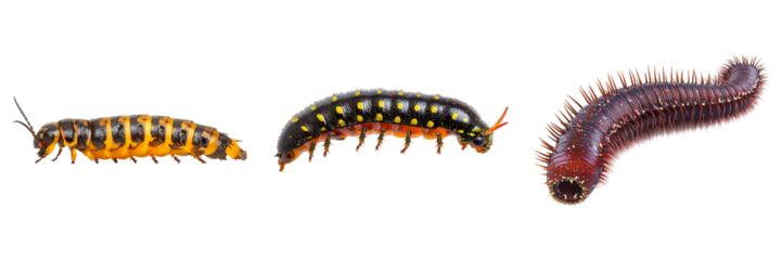 Three different types of bugs are shown in a row