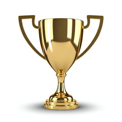Shiny Golden Trophy on a White Background