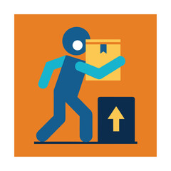 Person Lifting Box Icon for Fragile Handling Symbol