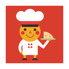 Playful Pizza Chef Winking and Holding Pizza Tray