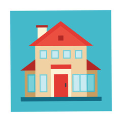 Two Story Family Home Flat Design Vector