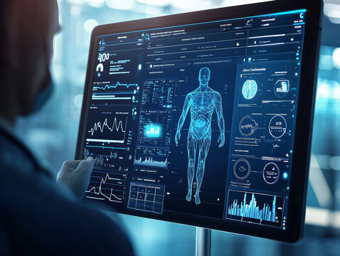 Advanced Medical Technology Displaying Human Anatomy Data Insights