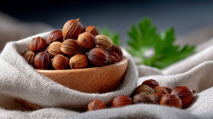 Coriander seeds harvesting kitchen table food photography natural light close-up culinary essentials