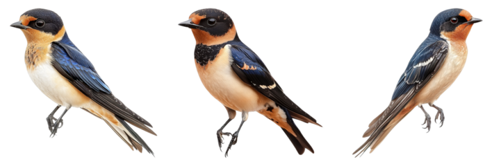 Three birds are shown in a row, with one on the left, one in the middle