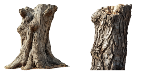 The two images show a tree stump with a large hole in it