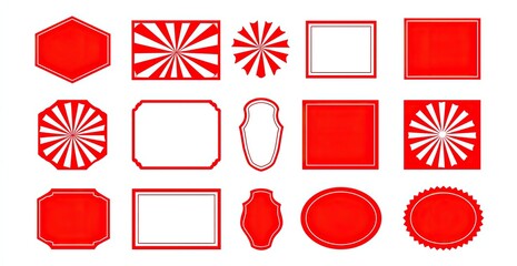 Set of red and white decorative frames