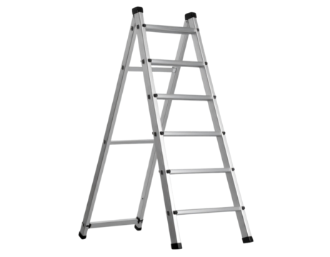  “Extension Ladder Leaning Against Wall, isolated on transparent background”.