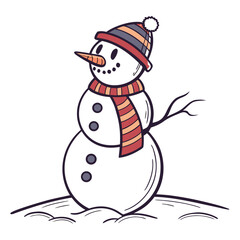 Festive snowman with striped hat and scarf winter holiday