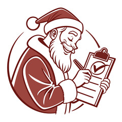 Santa checking list with pen christmas holiday