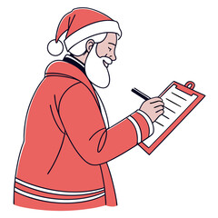 Santa Claus checking list with pen christmas holiday
