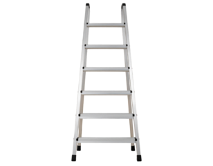 “Fully Extended Aluminum Extension Ladder, isolated on transparent background”.