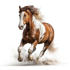 Obraz premium Running horse, dappled brown, white background, powerful