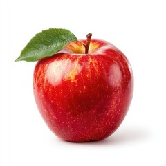 Single red apple with green leaf (1)