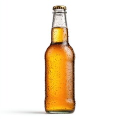 Clear glass beer bottle, wet with condensation
