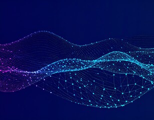 Abstract digital wave with connected dots, technology network background design