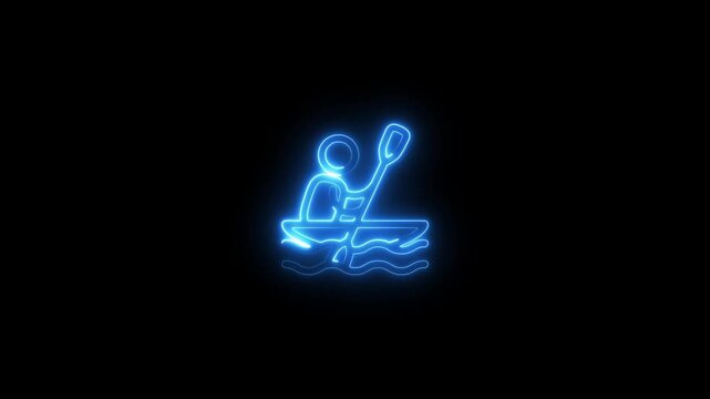  A  person in Boad .one man and one boad  with animation black background .