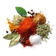 Colorful spice blend on white background