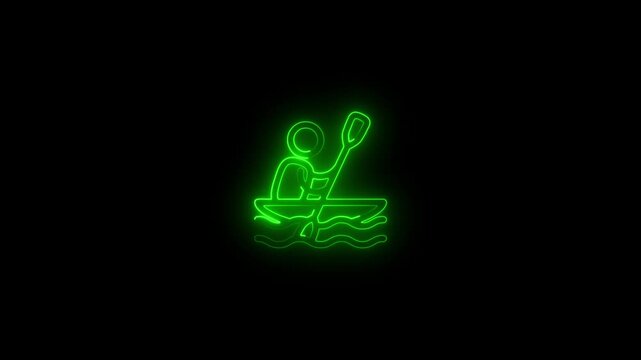  A  person in Boad .one man and one boad  with animation black background .