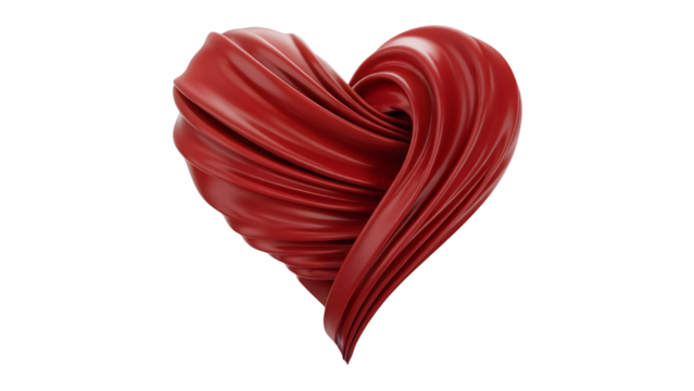 Elegant red fabric heart shape perfect for Valentine's Day or romantic concepts