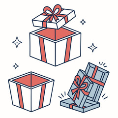 Gift boxes with ribbons and bows presents wrapped gifts