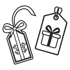 Gift tags with bows and presents label ribbon