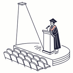 Speaker graduation robe podium microphone ceremony