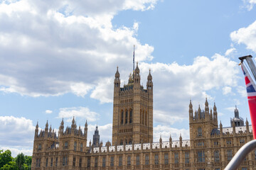 Fototapeta premium Victoria Tower in centre of roof-line of Westminster Palace